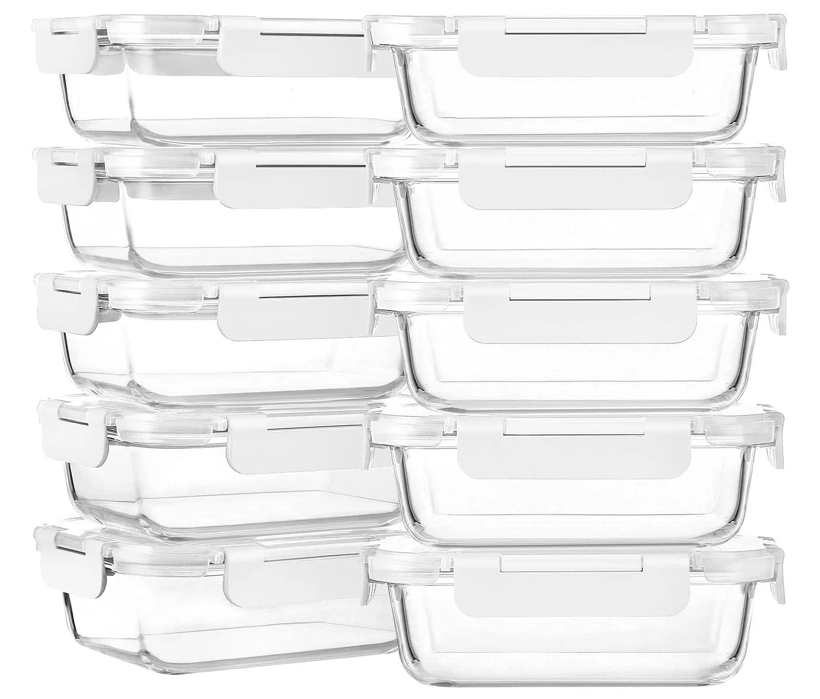 10-Pack 22 Oz, Glass Meal Prep Containers, Glass Food Storage Containers with Lids, Glass Lunch Containers, Microwave, Oven, Freezer and Dishwasher